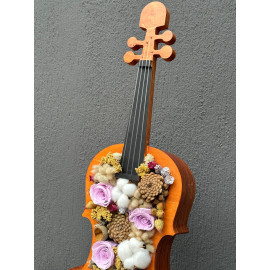 DEKORATİF AHŞAP KEMAN LİLA SOLMAYAN GÜL